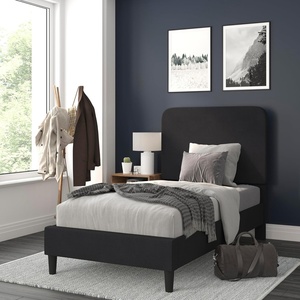 image:imageFlash Furniture Addison Queen Size Platform Bed with Fabric Upholstered Headboard Timeless LowProfile Queen Bed Frame with Headboard Light GrayCharcoal