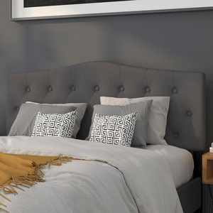 image:imageFlash Furniture Cambridge Tufted Upholstered Headboard for Queen Size Bed Contemporary Fabric Tufted Headboard with Adjustable Height Dark Gray