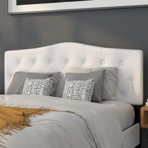 image:imageFlash Furniture Cambridge Tufted Upholstered Headboard for Queen Size Bed Contemporary Fabric Tufted Headboard with Adjustable Height White