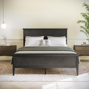 image:imageFlash Furniture Fiona King Wood Platform Bed Frame Solid Wood Construction Headboard Footboard Slatted Bottom Light BrownDark Gray