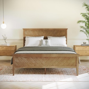 image:imageFlash Furniture Fiona King Wood Platform Bed Frame Solid Wood Construction Headboard Footboard Slatted Bottom Light BrownLight Brown