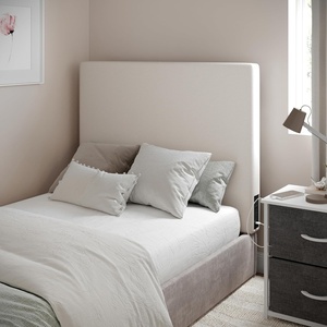 image:imageFlash Furniture Hugo Twin Headboard with 2 Outlets USB Port USB TypeC Port Faux Linen Upholstery Dual Hanging Options BeigeBeige