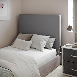 image:imageFlash Furniture Hugo Twin Headboard with 2 Outlets USB Port USB TypeC Port Faux Linen Upholstery Dual Hanging Options BeigeGray