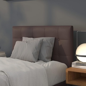 image:imageFlash Furniture Lennox Adjustable Height Button Tufted and Box Stitch Upholstered King Size Headboard in Black VinylBrown