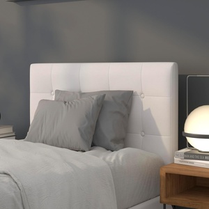 image:imageFlash Furniture Lennox Adjustable Height Button Tufted and Box Stitch Upholstered King Size Headboard in Black VinylWhite