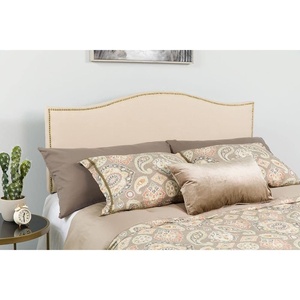 image:imageFlash Furniture Lexington Upholstered Twin Size Headboard with Accent Nail Trim in Light Gray FabricBeige