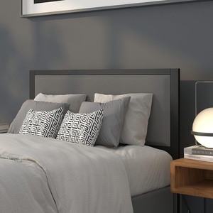 image:imageFlash Furniture Melbourne Metal Upholstered King Size Headboard in Black FabricDark Gray