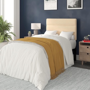 image:imageFlash Furniture Paxton Upholstered Headboard  Channel Stitched Cream Fabric Upholstery  Queen  Adjustable Height from 445 to 5725 From FloorCream