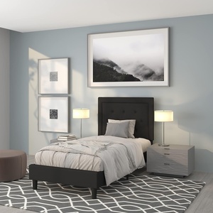 image:imageFlash Furniture Queen Platform Bed  Queen Size Platform Bed Frame with HeadboardBlack