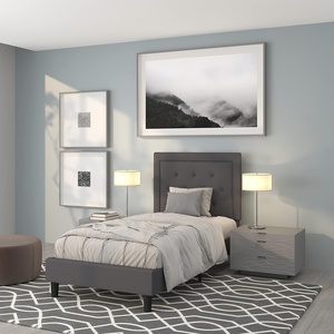 image:imageFlash Furniture Queen Platform Bed  Queen Size Platform Bed Frame with HeadboardDark Gray