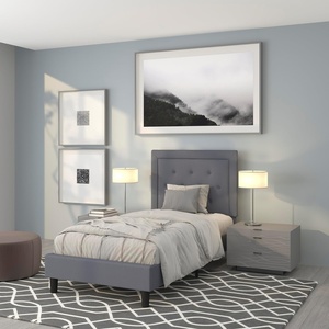 image:imageFlash Furniture Queen Platform Bed  Queen Size Platform Bed Frame with HeadboardLight Gray