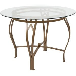 image:imageFlash Furniture Syracuse 42 Round Glass Dining Table with Matte Gold Metal FrameClearMatte Gold