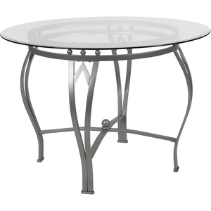 image:imageFlash Furniture Syracuse 42 Round Glass Dining Table with Matte Gold Metal FrameClearSilver