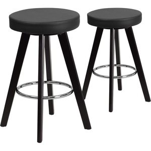 image:imageFlash Furniture Trenton Series 24 High Contemporary Cappuccino Wood Counter Height Stool with White Vinyl Seat Pack of 2Black