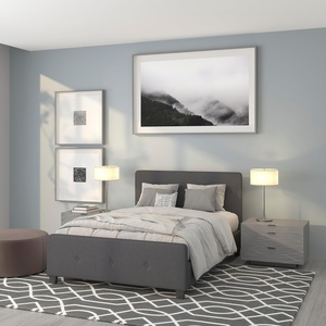 image:imageFlash Furniture Tribeca Full Size Tufted Upholstered Platform Bed in Black FabricDark Gray