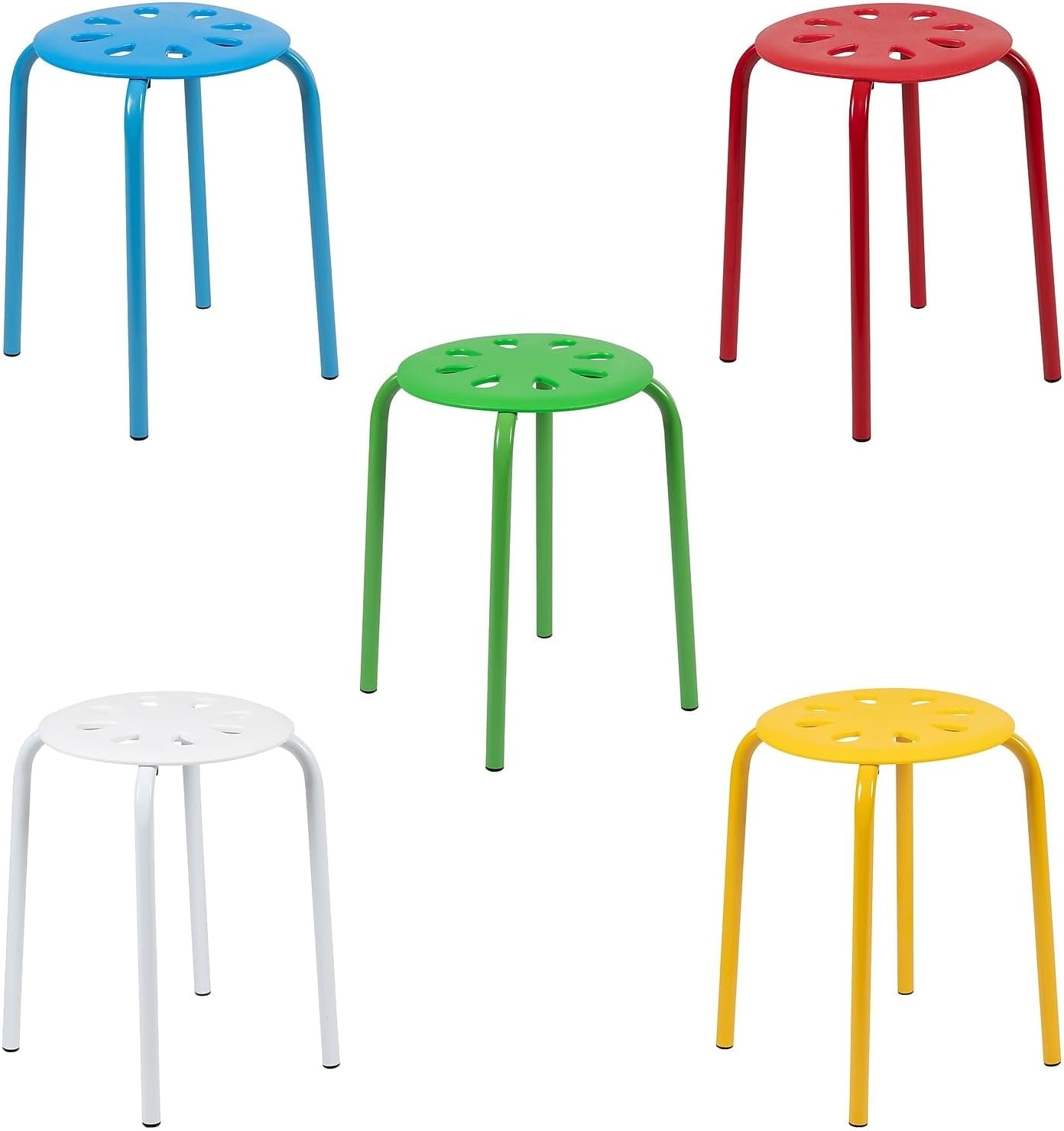 image:imageFlash Furniture Bailey Plastic Nesting Stack Stools 175Height Assorted Colors 5 PackAssorted