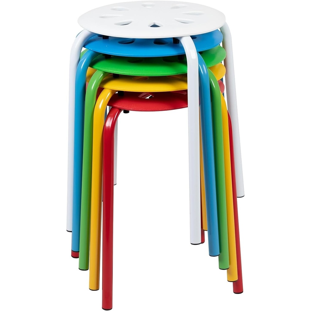 image:imageFlash Furniture Bailey Plastic Nesting Stack Stools 175Height Assorted Colors 5 PackAssorted