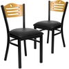 image:imageFlash Furniture 2 Pack HERCULES Series Black Slat Back Metal Restaurant Chair  Natural Wood Back amp SeatNatural Wood BackBlack Vinyl SeatBlack Metal Frame
