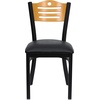 image:imageFlash Furniture 2 Pack HERCULES Series Black Slat Back Metal Restaurant Chair  Natural Wood Back amp SeatNatural Wood BackBlack Vinyl SeatBlack Metal Frame