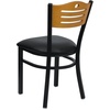 image:imageFlash Furniture 2 Pack HERCULES Series Black Slat Back Metal Restaurant Chair  Natural Wood Back amp SeatNatural Wood BackBlack Vinyl SeatBlack Metal Frame