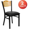 image:imageFlash Furniture 2 Pack HERCULES Series Black Slat Back Metal Restaurant Chair  Natural Wood Back amp SeatNatural Wood BackBlack Vinyl SeatBlack Metal Frame