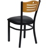 image:imageFlash Furniture 2 Pack HERCULES Series Black Slat Back Metal Restaurant Chair  Natural Wood Back amp SeatNatural Wood BackBlack Vinyl SeatBlack Metal Frame