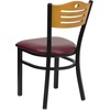 image:imageFlash Furniture 2 Pack HERCULES Series Black Slat Back Metal Restaurant Chair  Natural Wood Back amp SeatNatural Wood BackBurgundy Vinyl SeatBlack Metal Frame