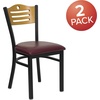 image:imageFlash Furniture 2 Pack HERCULES Series Black Slat Back Metal Restaurant Chair  Natural Wood Back amp SeatNatural Wood BackBurgundy Vinyl SeatBlack Metal Frame