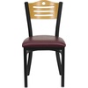 image:imageFlash Furniture 2 Pack HERCULES Series Black Slat Back Metal Restaurant Chair  Natural Wood Back amp SeatNatural Wood BackBurgundy Vinyl SeatBlack Metal Frame