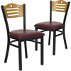 image:imageFlash Furniture 2 Pack HERCULES Series Black Slat Back Metal Restaurant Chair  Natural Wood Back amp SeatNatural Wood BackBurgundy Vinyl SeatBlack Metal Frame
