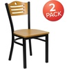 image:imageFlash Furniture 2 Pack HERCULES Series Black Slat Back Metal Restaurant Chair  Natural Wood Back amp SeatNatural Wood BackNatural Wood SeatBlack Metal Frame