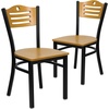 image:imageFlash Furniture 2 Pack HERCULES Series Black Slat Back Metal Restaurant Chair  Natural Wood Back amp SeatNatural Wood BackNatural Wood SeatBlack Metal Frame