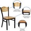 image:imageFlash Furniture 2 Pack HERCULES Series Black Slat Back Metal Restaurant Chair  Natural Wood Back amp SeatNatural Wood BackNatural Wood SeatBlack Metal Frame