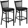 image:imageFlash Furniture 2 Pack HERCULES Series Black Vertical Back Metal Restaurant Barstool  Black Vinyl SeatBlack Vinyl SeatBlack Metal Frame