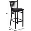 image:imageFlash Furniture 2 Pack HERCULES Series Black Vertical Back Metal Restaurant Barstool  Black Vinyl SeatBlack Vinyl SeatBlack Metal Frame