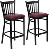 image:imageFlash Furniture 2 Pack HERCULES Series Black Vertical Back Metal Restaurant Barstool  Black Vinyl SeatBurgundy Vinyl SeatBlack Metal Frame