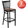 image:imageFlash Furniture 2 Pack HERCULES Series Black Vertical Back Metal Restaurant Barstool  Black Vinyl SeatCherry Wood SeatBlack Metal Frame