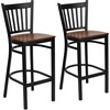image:imageFlash Furniture 2 Pack HERCULES Series Black Vertical Back Metal Restaurant Barstool  Black Vinyl SeatCherry Wood SeatBlack Metal Frame