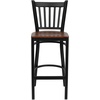 image:imageFlash Furniture 2 Pack HERCULES Series Black Vertical Back Metal Restaurant Barstool  Black Vinyl SeatCherry Wood SeatBlack Metal Frame