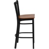 image:imageFlash Furniture 2 Pack HERCULES Series Black Vertical Back Metal Restaurant Barstool  Black Vinyl SeatCherry Wood SeatBlack Metal Frame