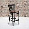 image:imageFlash Furniture 2 Pack HERCULES Series Black Vertical Back Metal Restaurant Barstool  Black Vinyl SeatCherry Wood SeatBlack Metal Frame