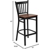 image:imageFlash Furniture 2 Pack HERCULES Series Black Vertical Back Metal Restaurant Barstool  Black Vinyl SeatCherry Wood SeatBlack Metal Frame