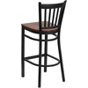 image:imageFlash Furniture 2 Pack HERCULES Series Black Vertical Back Metal Restaurant Barstool  Black Vinyl SeatCherry Wood SeatBlack Metal Frame