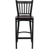image:imageFlash Furniture 2 Pack HERCULES Series Black Vertical Back Metal Restaurant Barstool  Black Vinyl SeatMahogany Wood SeatBlack Metal Frame
