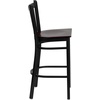 image:imageFlash Furniture 2 Pack HERCULES Series Black Vertical Back Metal Restaurant Barstool  Black Vinyl SeatMahogany Wood SeatBlack Metal Frame