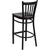 image:imageFlash Furniture 2 Pack HERCULES Series Black Vertical Back Metal Restaurant Barstool  Black Vinyl SeatMahogany Wood SeatBlack Metal Frame