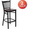 image:imageFlash Furniture 2 Pack HERCULES Series Black Vertical Back Metal Restaurant Barstool  Black Vinyl SeatMahogany Wood SeatBlack Metal Frame
