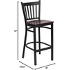 image:imageFlash Furniture 2 Pack HERCULES Series Black Vertical Back Metal Restaurant Barstool  Black Vinyl SeatMahogany Wood SeatBlack Metal Frame