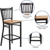 image:imageFlash Furniture 2 Pack HERCULES Series Black Vertical Back Metal Restaurant Barstool  Black Vinyl SeatNatural Wood SeatBlack Metal Frame