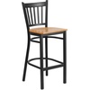 image:imageFlash Furniture 2 Pack HERCULES Series Black Vertical Back Metal Restaurant Barstool  Black Vinyl SeatNatural Wood SeatBlack Metal Frame